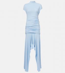 Асимметрильное платье-коктейль из джерси со сборками Acne Studios, Light Blue