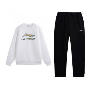 Толстовка Li-Ning, мужской комплект из 2 предметов, белый top+черный pants