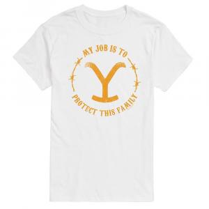 Мужская футболка с рисунком Yellowstone Protect This Family, белый