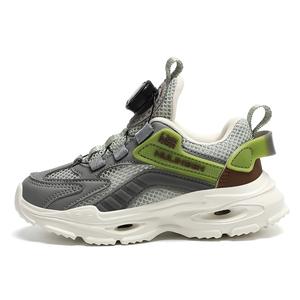 Кроссовки для бега с противоскользящей подошвой, устойчивые к истиранию и отскоку, дышащие, легкие, с амортизацией, детские Mulinsen, серый/зеленый