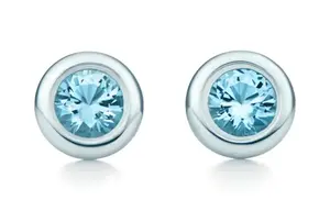 TIFFANY & CO. Серьги-гвоздики из стерлингового серебра с аквамарином Unisex Silver