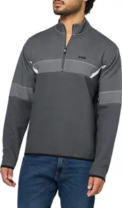 BOSS мужская джерси двухцветная пиксельная толстовка на четверть молнии, Asphalt