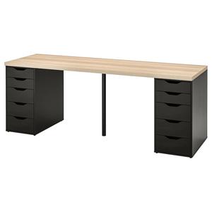 Рабочий стол IKEA LAGKAPTEN/ALEX 200x60, с ящиками, дуб/темно-коричневый