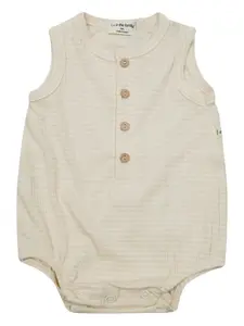 Полосатый комбинезон на пуговицах 1 + In The Family, бежевый