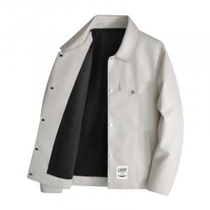 Кожаная куртка Unisex Lapel Moderate LISENPOK, экрю