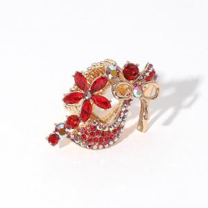 Эластичное кольцо на высокий каблук с цветочным узором, украшенное стразами Fashnzfab, красный