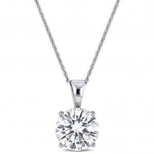 Подвеска Mimi & Max с муассанитом 2 карата DEW Created, с цепочкой, из 14-каратного белого золота Mimi & Max, белый