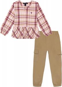 Комплект из двух тканых брюк для девочек от Tommy Hilfiger, Cinder Rose Print/Irish Cream