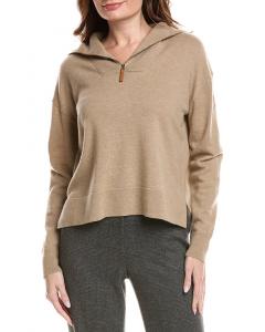 Свитер Lafayette 148 New York с воротником-полумолнией из смеси шерсти и кашемира Lafayette 148 New York, коричневый