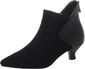 Женские ботильоны с заостренным носком, на низком каблуке, с молнией XIEPP, Black