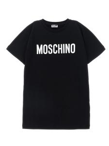 Платье с принтом логотипа MOSCHINO KID TEEN, черный