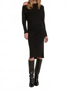 Платье-свитер с открытыми плечами, черное Elan