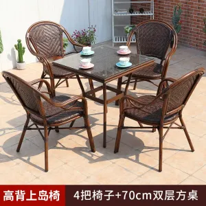 Комплект садовой мебели Green Water: 4 стула с высокой спинкой, стол квадратный 70х70 см, (№6)