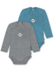 Normani Outdoor Sports Комплект из 2 детских боди с длинными рукавами из мериносовой шерсти, цвет Окленд, серый/голубой
