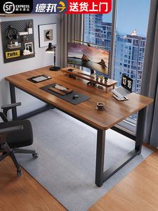 Компьютерный стол Xinmeikai 180x60x74 см, черная рама + темный орех, с толстой столешницей 1.6 см