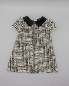 Детское платье из черного твида с бархатным воротником Fina Ejerique