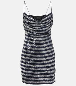 Полосатое мини-платье с пайетками BALMAIN, разноцветный