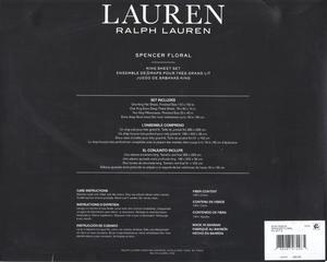 Ralph Lauren Комплект постельного белья, 4 предмета, размер King, 230 нитей на дюйм, цвет sage green с растительным принтом