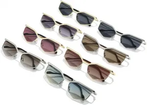 Винтажные солнцезащитные очки Melrose Polygon для женщин и мужчин, модные солнцезащитные очки в стиле 90-х с золотой металлической оправой, стиль Y2K, Gold/Black