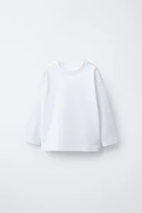 Однотонная футболка средней плотности Zara, белый