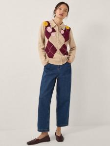 Кардиган Ami с цветочным и ажурным воротником Monsoon, Natural