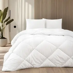 Одеяло из микрофибры белое, 200 x 200 см, двуспальное, легкое, дышащее, всесезонное, из микрофибры, можно стирать, плотность волокна 300 г/м² Formeya