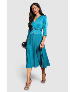 Женское миди-платье с атласным лифом и плиссированной юбкой Coast, Teal