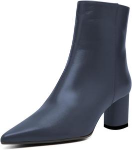 Женские ботильоны FOWT с заостренным носком, боковой молнией и средним каблуком, модные ботинки для покупок, улицы и вечеринок, размер 4-16 US, Dark Steel Blue