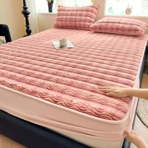 Antarctic Простыня на резинке 150х200 см и 2 наволочки из молочного вельвета, утепленная флисом, цвет Yunwu-Dousha