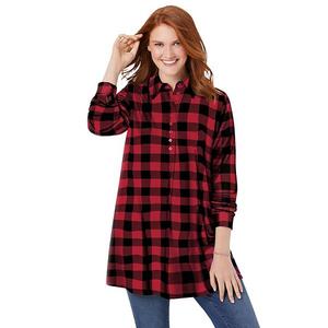 Пледовая вязаная туника с воротником plus size Woman Within, Classic Red Plaid