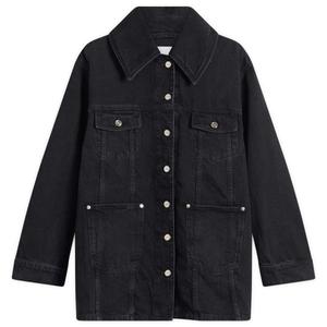 Жесткая джинсовая куртка миди Ganni, черный washed