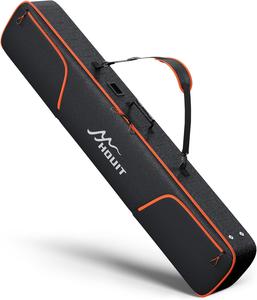 Мягкая сумка для сноуборда, водонепроницаемая сумка для путешествий сноуборда для авиаперелетов - усиленная ткань 1680D, с сетчатым карманом, карманом для лыжных палок HOUIT, Black