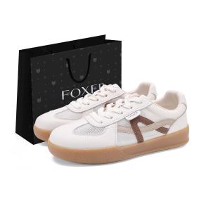 Женские противоскользящие износостойкие кеды Low Top FOXER, бежевый/хаки
