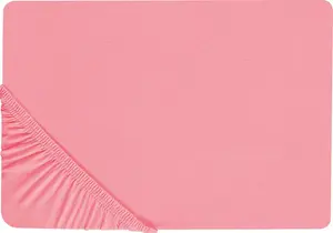 Простыня на резинке BELIANI, кораллово-красный хлопок, 200 x 200 см, с высоким карманом на резинке, высота кармана 30 см, современный, для матраса, аксессуар для мебели для спальни Beliani