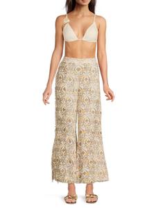 Широкие брюки-туника из хлопка с принтом La Moda Clothing, цвет Off White Multi