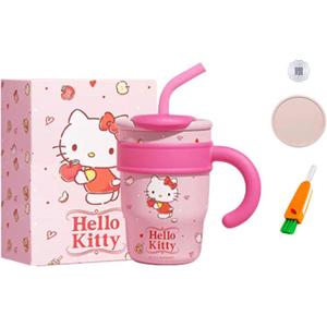 Модный автомобильный практичный термостакан, стильный мужской и женский 700ml Sanrio, hello kitty розовый + coaster + radish cup brush