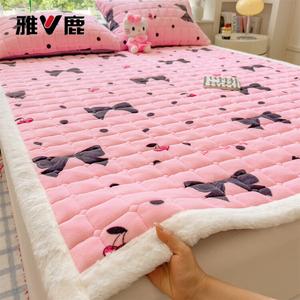 Yalu Комплект из 3 предметов (матрас 200х220 см, 2 наволочки) из молочного вельвета, барби бант