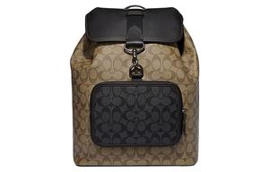 Салливан Рюкзак Мужской Смесь Хаки Уголь С Кожаными Вставками И Тканевой Спинкой COACH