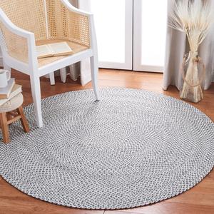 Ковер SAFAVIEH, 214 x 214 см,  Braided Collection Grey/Ivory BRD801F ручной работы в стиле кантри, реверсивный, для прихожей, гостиной, спальни или кухни