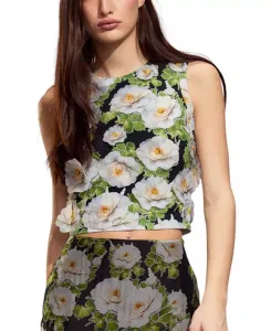 Женский топ с аппликацией в виде цветка корнилии Cynthia Rowley, черный