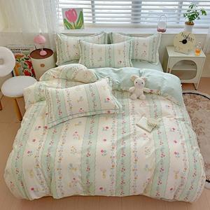 UJNHGQ Комплект постельного белья из 100% хлопка с цветочным принтом в пасторальном стиле Color 3