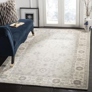 Ковер SAFAVIEH, 244 x 305 см, - коллекция Restoration Vintage - большой - Ivory & Silver, ручной работы из шерсти и вискозы, идеально для гостиной, спальни, офиса, столовой (RVT401G)