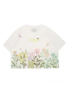 Футболка с цветочным принтом Fendi Kids, белый