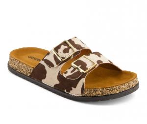 Женские сандалии с принтом из коровьей кожи, коричневые Andrea, коричневый