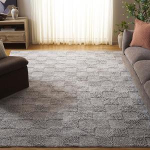 Ковер SAFAVIEH, 244 x 305 см, Easy Care Collection - Grey, ручной работы из хлопка, машинная стирка, клетчатый узор, идеально для гостиной, спальни, домашнего офиса, столовой (ECR222F-8)