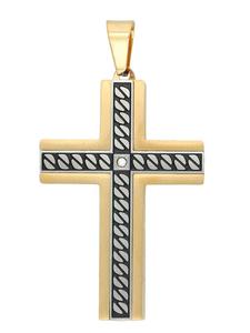 Adeliás Женский кулон - крест из нержавеющей стали с серебряными стразами