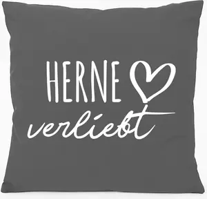 Подушка для дивана Huuraa Herne in Love Gift 40x40 см с наполнителем из серо-стального хлопка Herne Souvenir Hellweg Druckerei