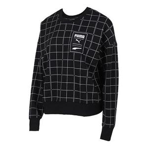 Свитер rechack pack crew sweatshirt 'black white' Puma, черный