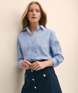 Рубашка в полоску из сатина из хлопка супима свободного кроя