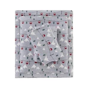 Комплект простыней из хлопковой фланели Woolrich, цвет Gray Ski Jump